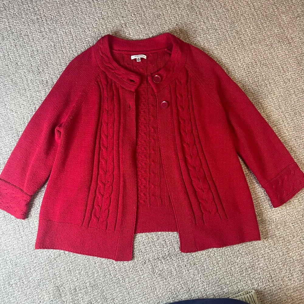 Croft & Barrow Red Knitted Cardigan WOMANS S